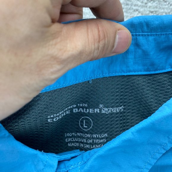 Eddie Bauer Sport Shirt Men Large L Blue Button Up Outdoor Breathable Mesh Hike - Picture 5 of 12